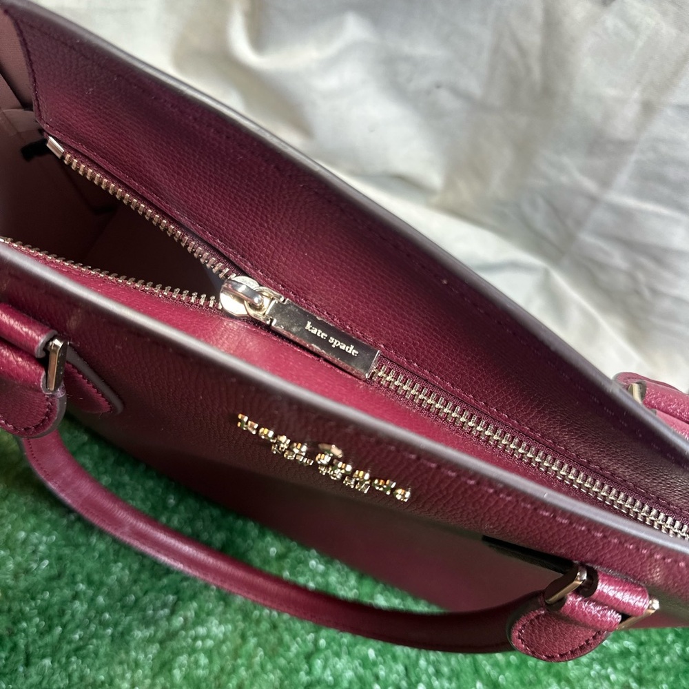 Kate Spade Red Leather Satchel with Gold Logo - Picture 10 of 15